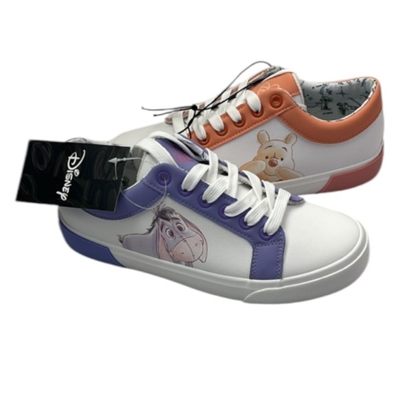 🆕 Disney Women's Winnie the Pooh and Eeyore Low-Top Court Sneakers Size 6 - Picture 1 of 9
